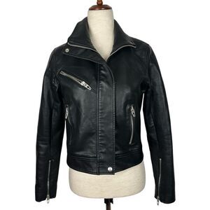 Blank NYC Jacket Women Small Black Vegan Leather Moto Cropped Biker Rock Edgy